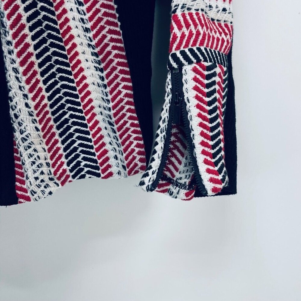 Chico’s Sweater Moto Jacket Size 1 Women’s Red White Black Pullover New - Picture 12 of 16